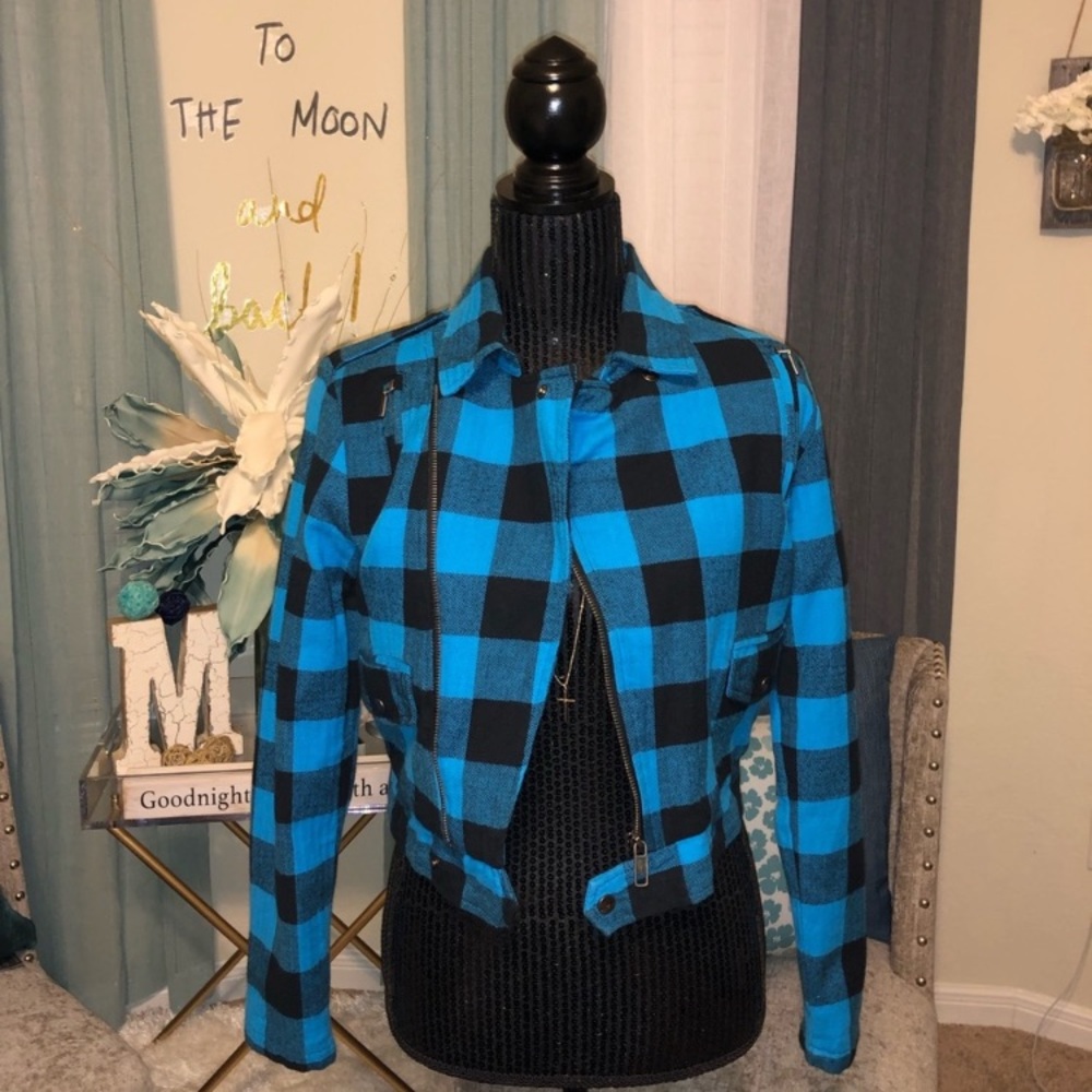 Plaid Moto style jacket